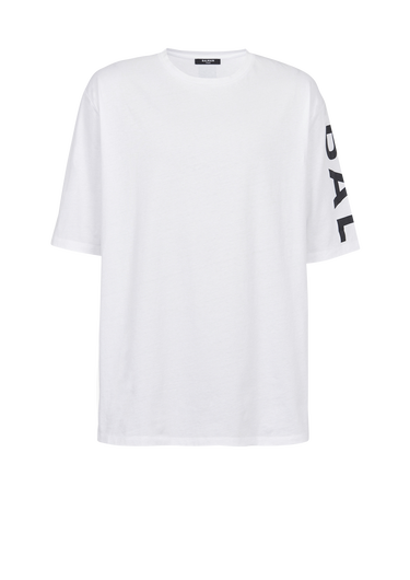Oversized eco-designed cotton T-shirt with Balmain logo print