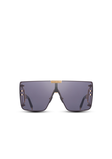 Gold-tone and dark gray titanium shield-shaped Wonder Boy sunglasses
