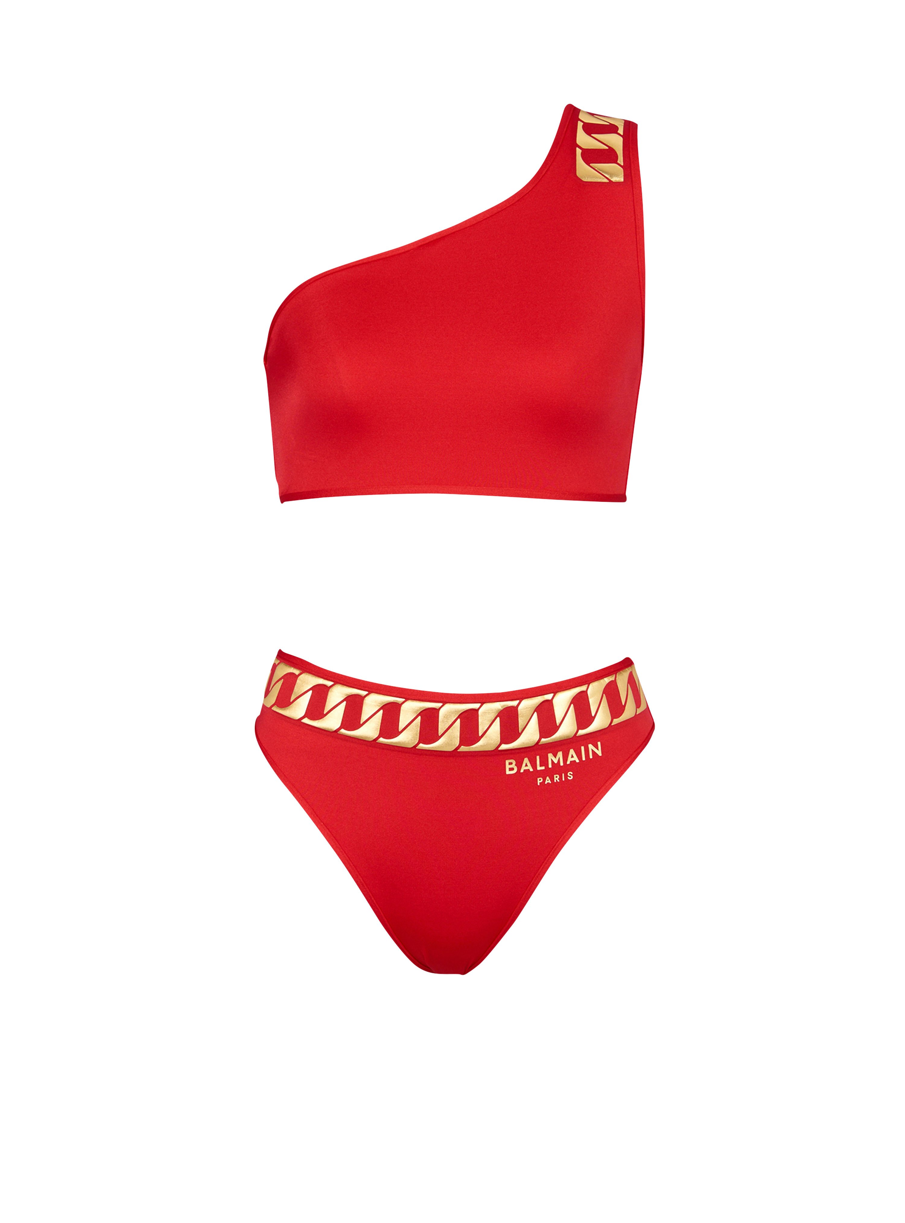 Balmain logo bikini, red