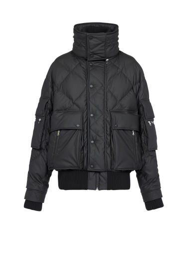 Hooded faux leather quilted jacket