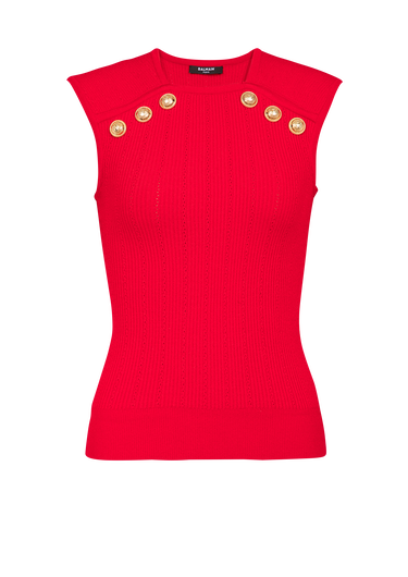 Knit top with gold-tone buttons