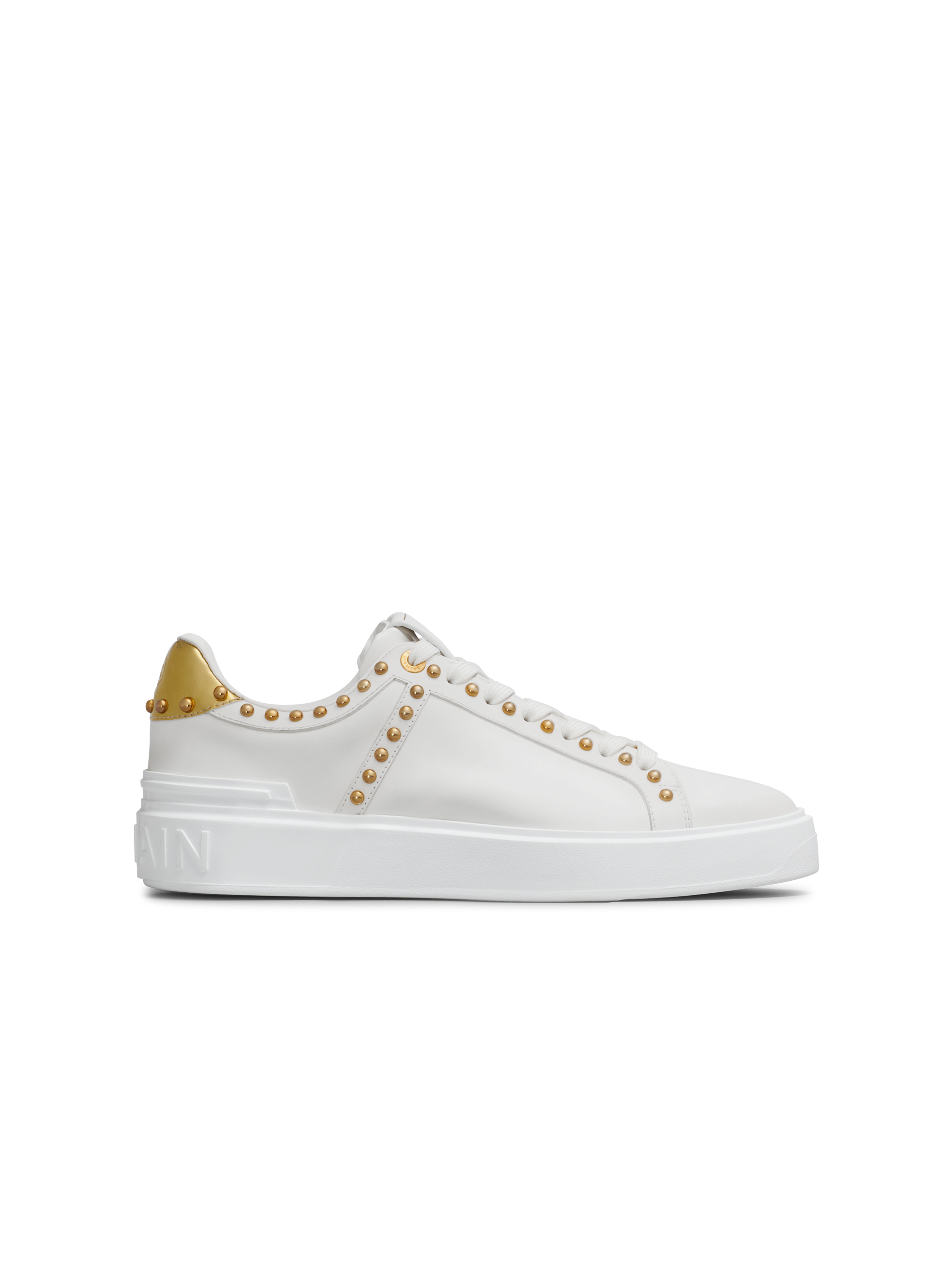 B-Court studded leather trainers, white
