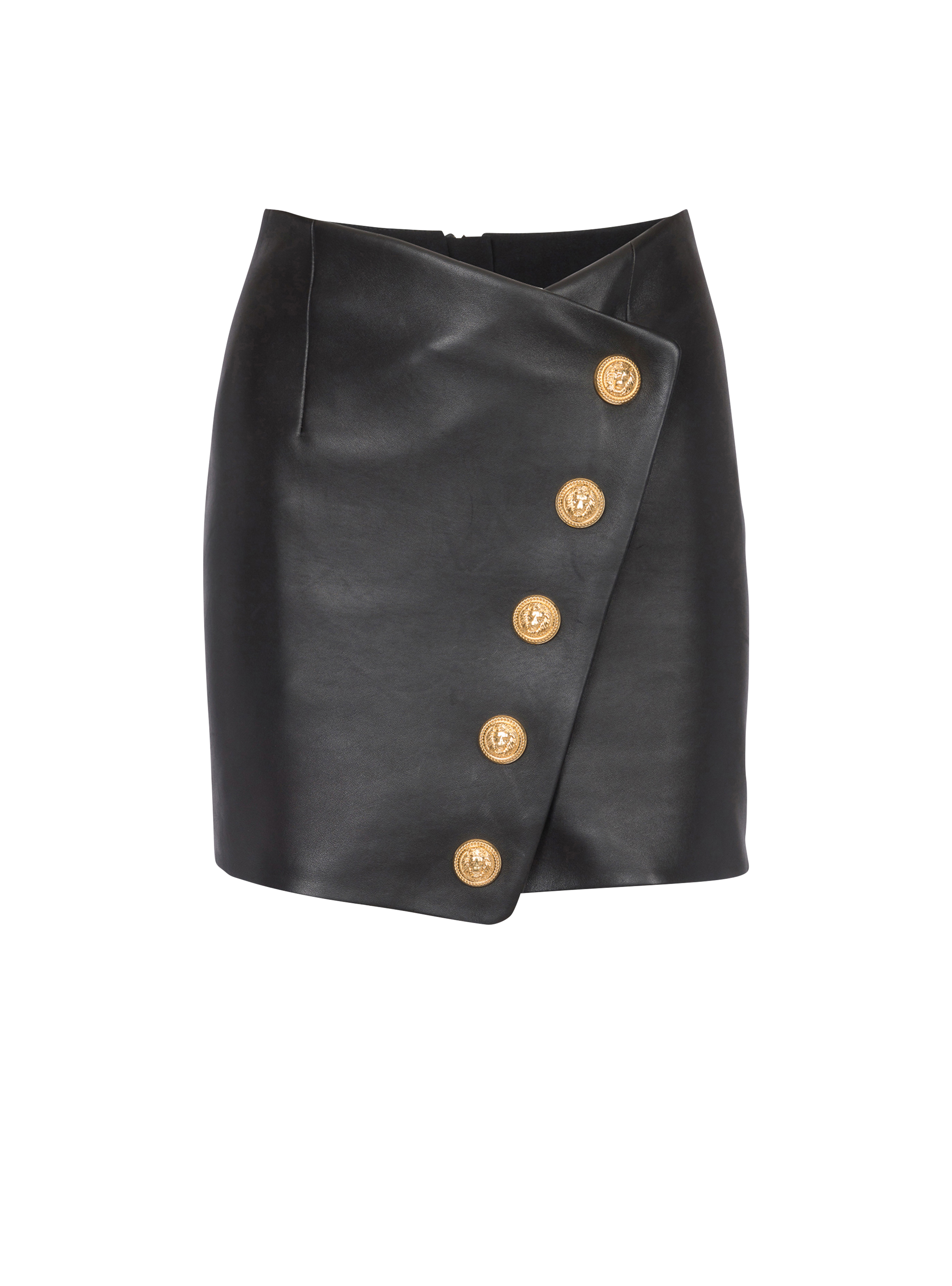 Short leather skirt, black