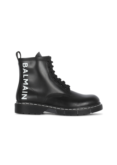 Leather ankle boots with Balmain logo