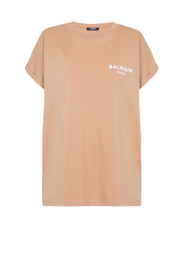 Eco-designed cotton T-shirt with small flocked Balmain logo